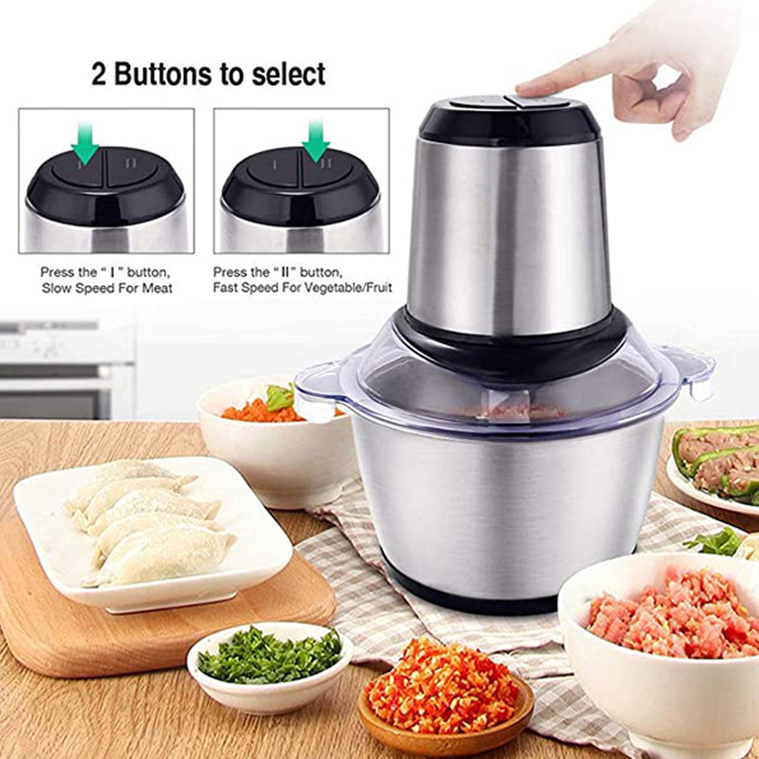 Stainless Steel Electric Meat Grinders with Bowl Heavy for Kitchen Food Chopper, Meat, Vegetables, Onion , Garlic Slicer Dicer, Fruit & Nuts Blender (3L)