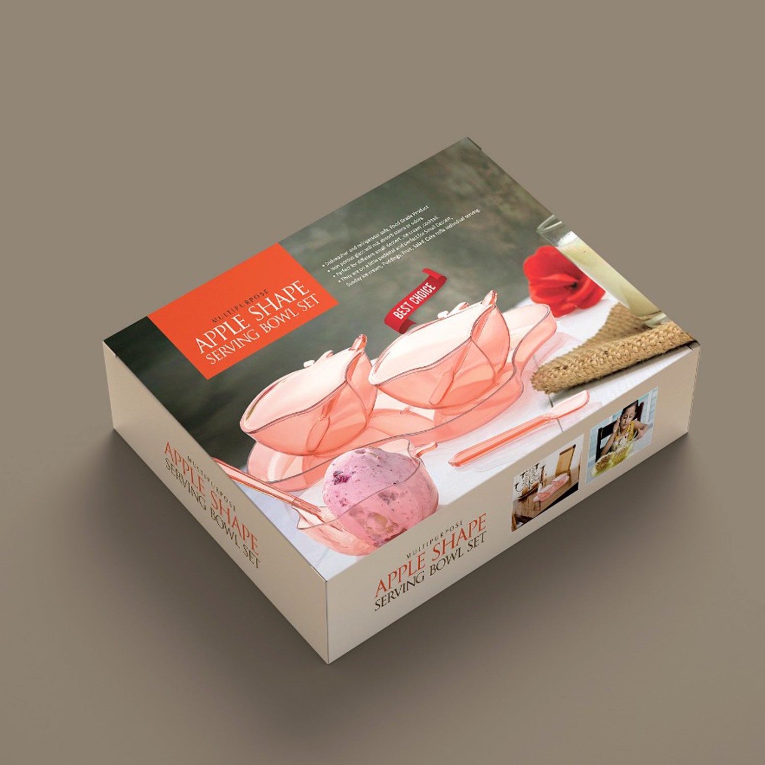 Apple Shape 2Piece Serving Set of Bowl with Spoon & Tray. Dinnerware Serving Snacks & Pickle