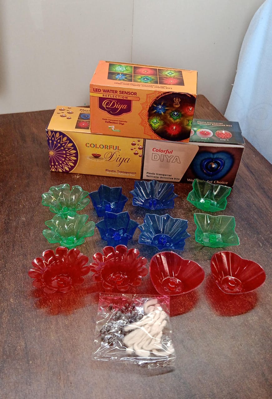 Magical Reflection Diya Set with 6 Attractive Design Cup Set Of 12 Pieces, Diwali