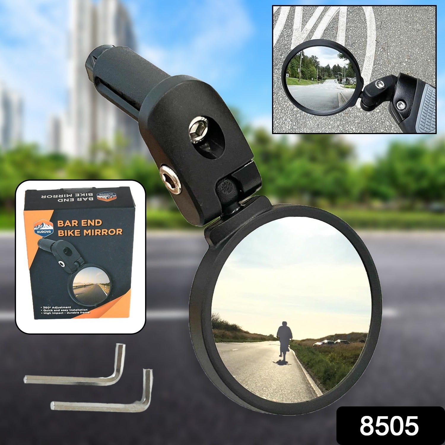 Bar End Bike Mirror: 360° Rotatable & Foldable (1 Pc)
