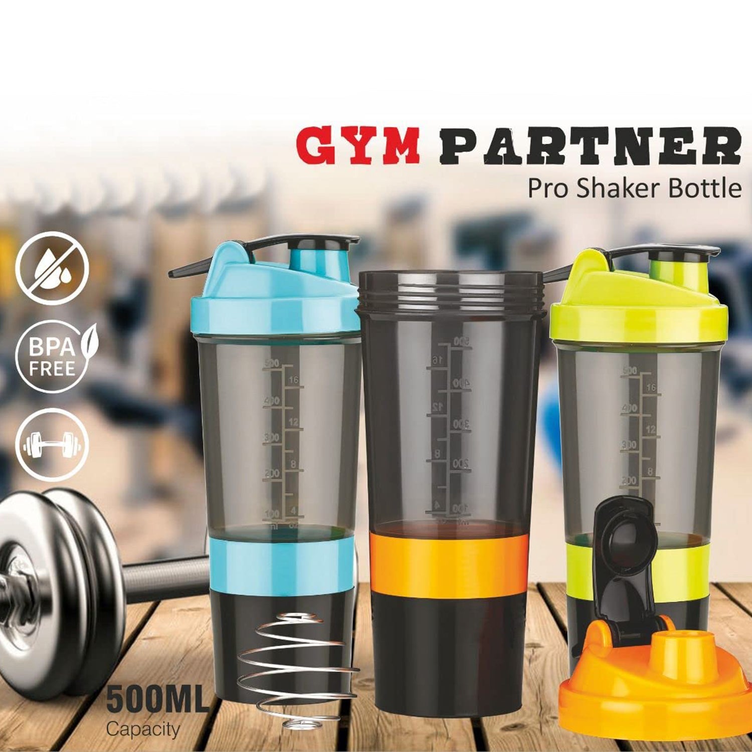 Gym Shaker Bottle & shakers for Protein Shake (1 Pc)