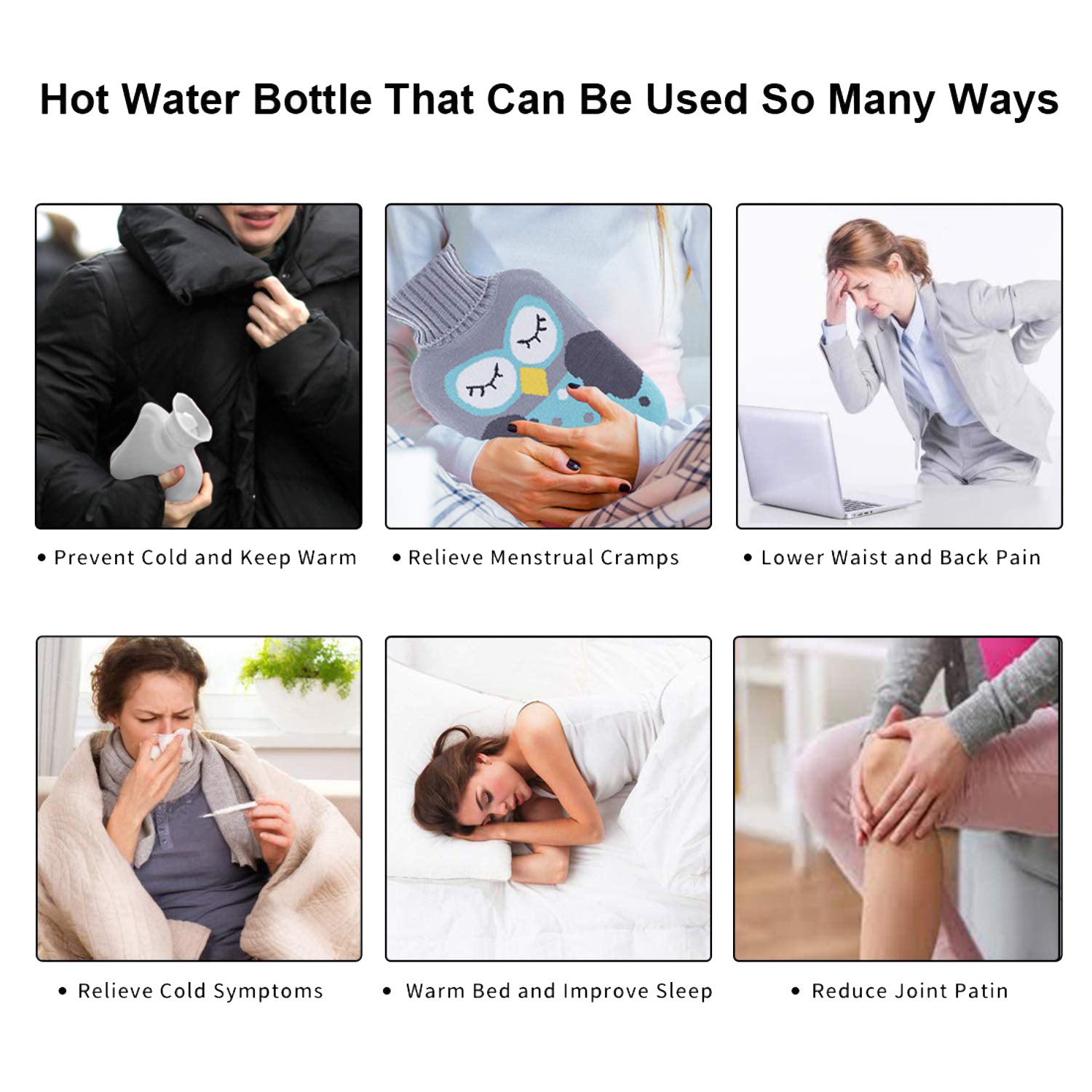 Black Small Hot Water Bag with Cover – Pain Relief & Warmer