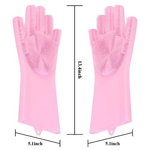 Reusable Silicone Cleaning Brush Scrubber Gloves (Multicolor)