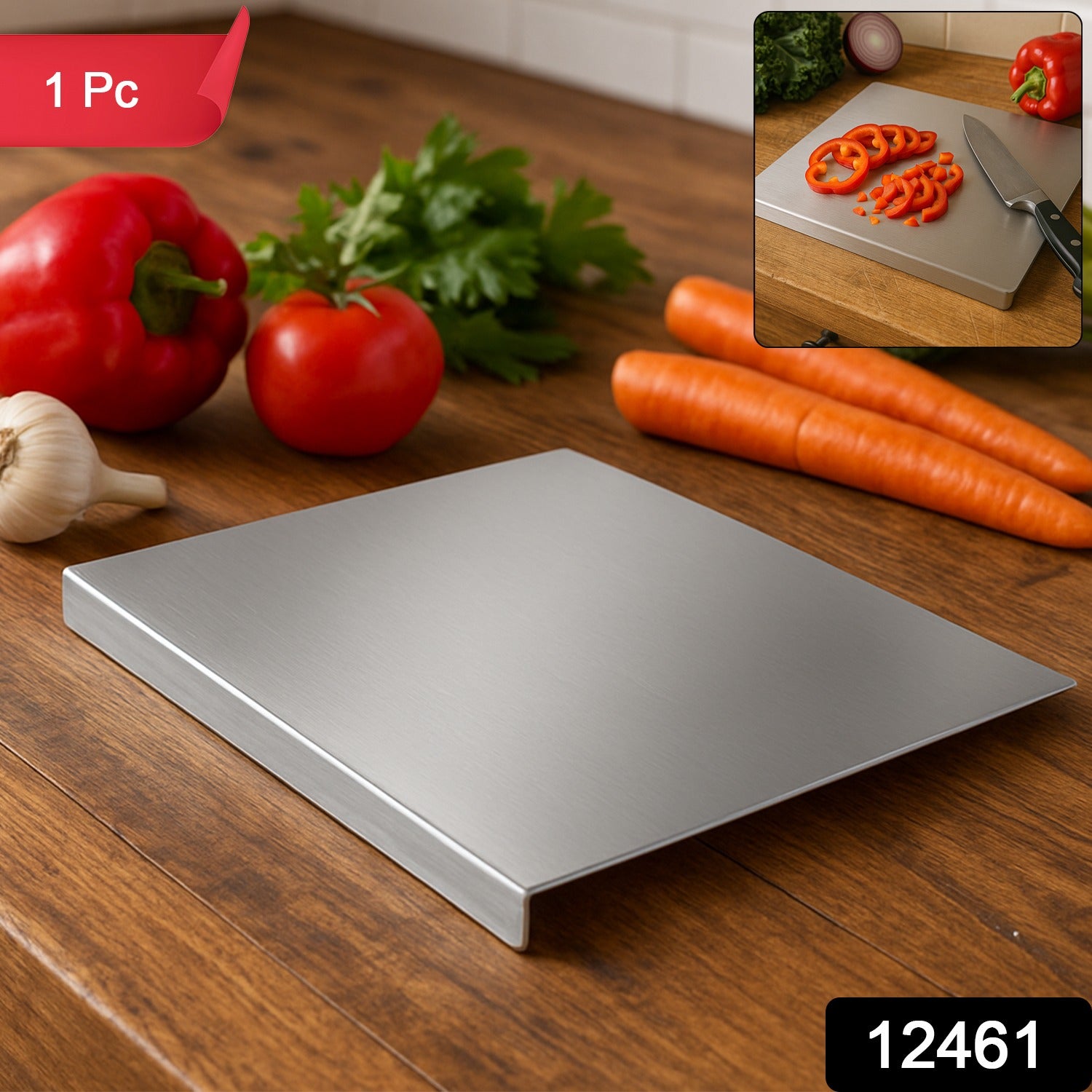 Premium Stainless Steel Anti-Bacterial Chopping Board for Kitchen (1 Pc)