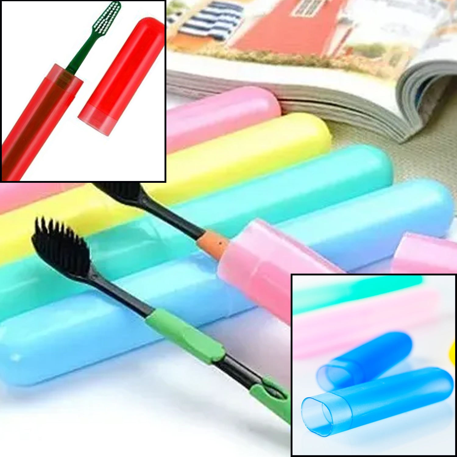 4-Piece Anti-Bacterial Plastic Toothbrush Cover Set – Travel Holder Cases