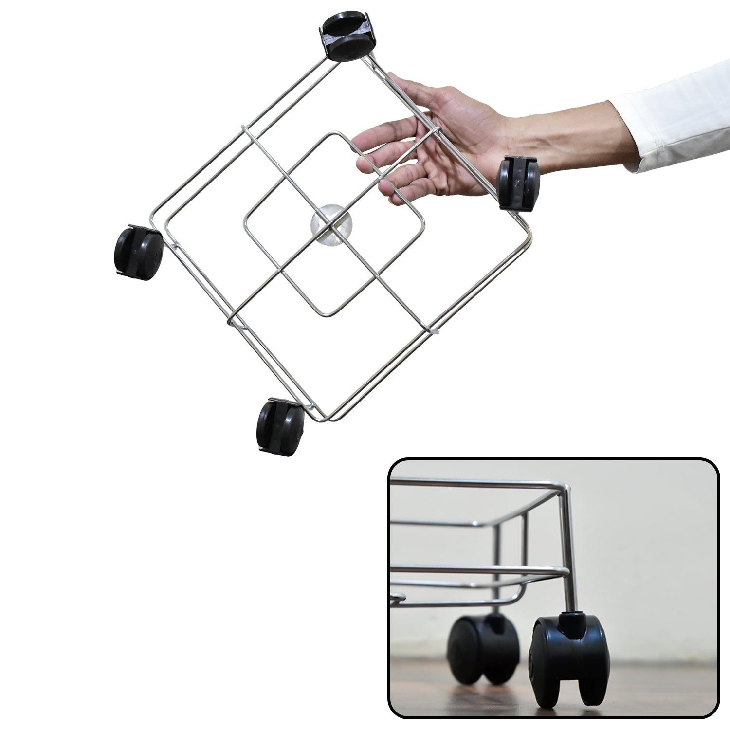 Ss Square Oil Stand For Carrying Oil Bottles And Jars Easily Without Any Problem.