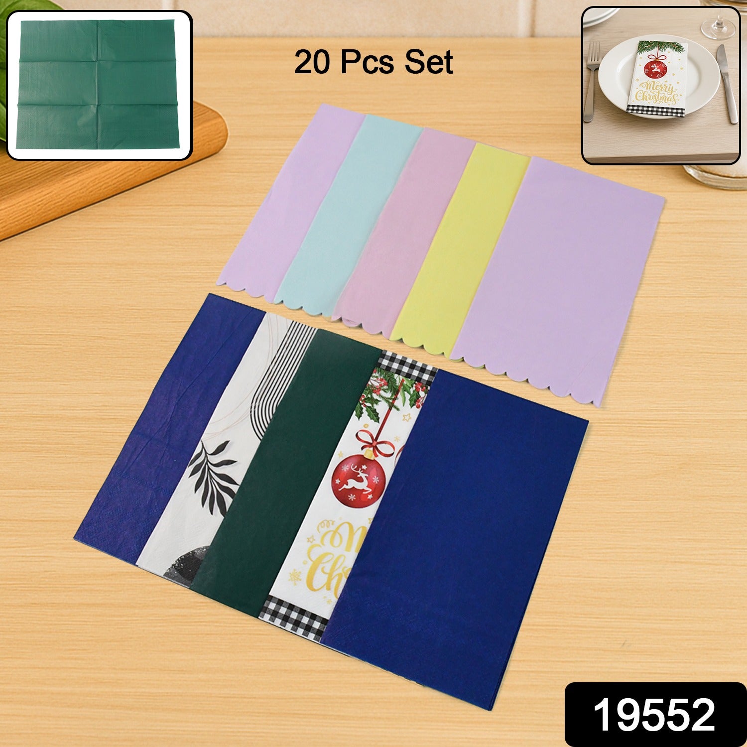 Multi-Color & Printed Disposable Food Wrapping Paper Set (20 Pc)