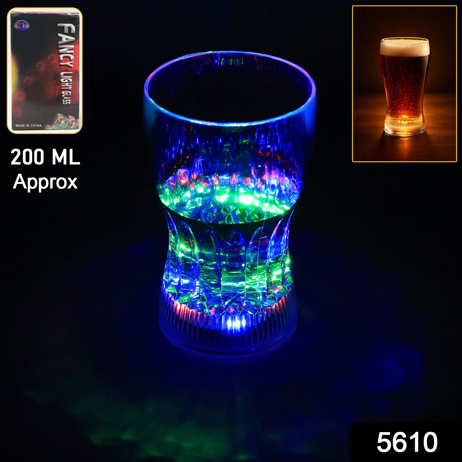Plastic Fancy LED Light Glass 200 ML (1 Pc)