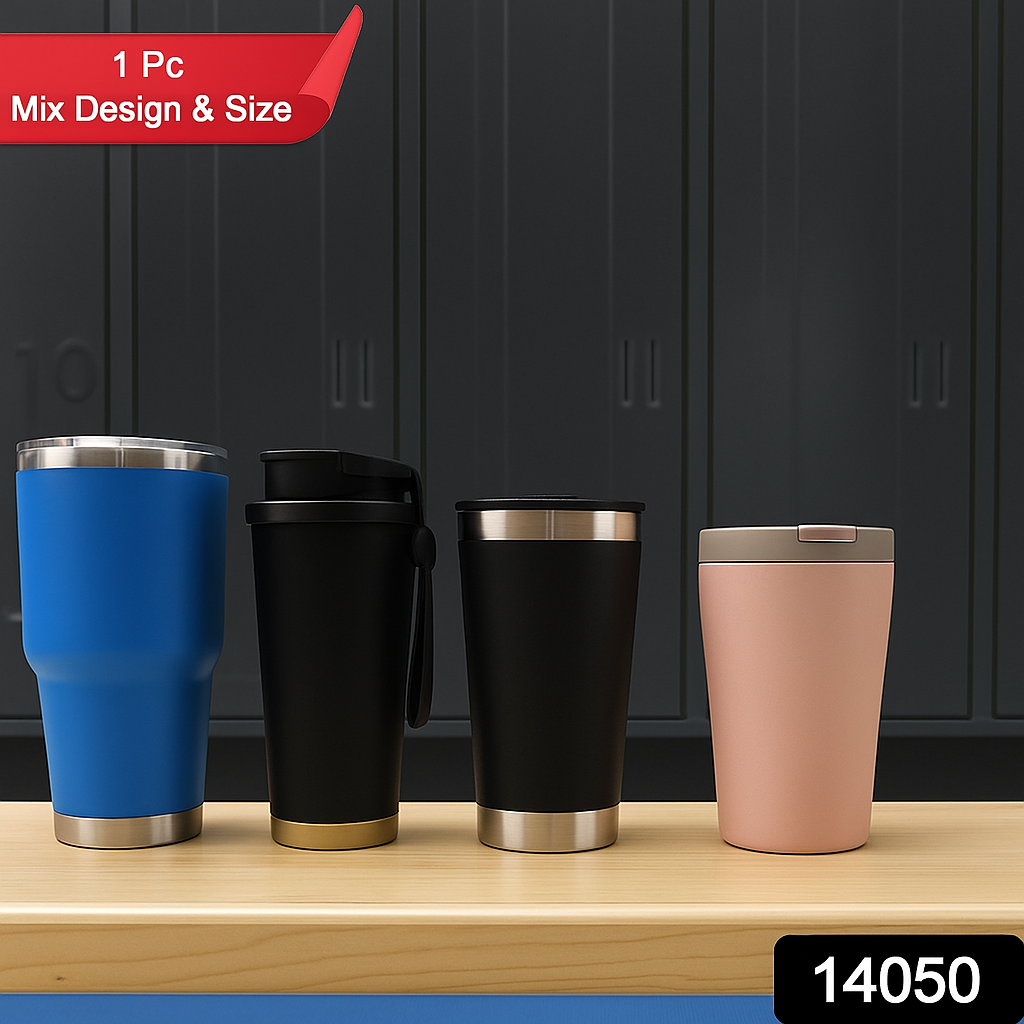 Premium Assorted Metal and Plastic Travel Mug Tumbler Cup, Tumbler (1 Pc / Mixed Design)