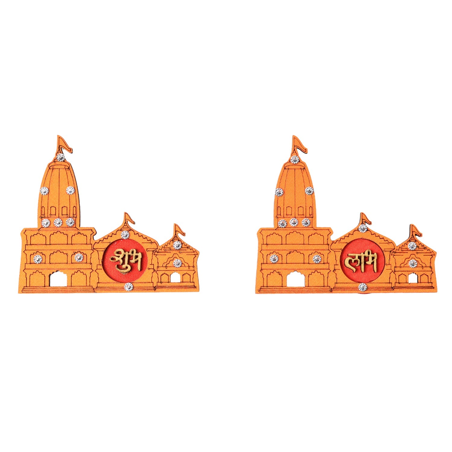 Shubh Labh Ram Temple / Mandir Design Decorative Wall Sticker (2 Pc)