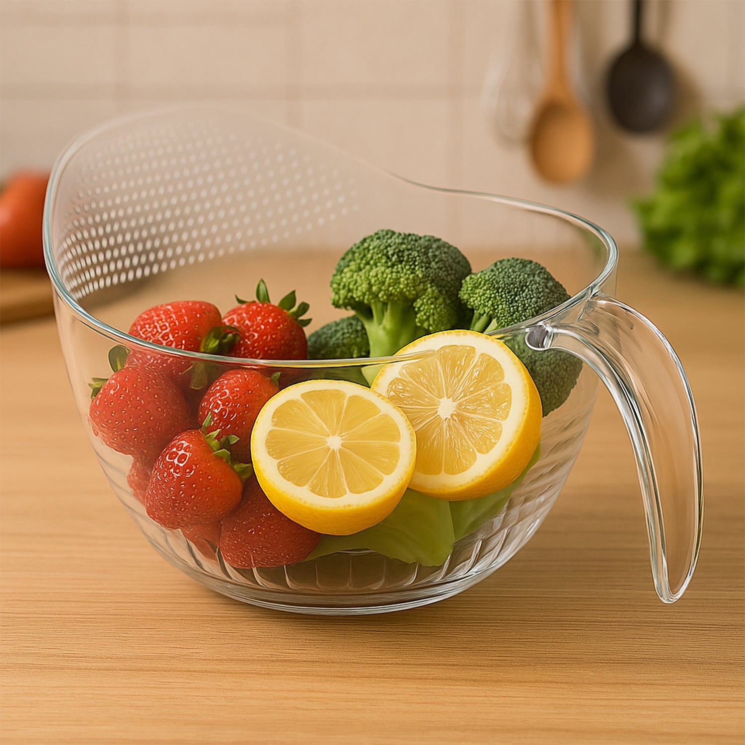 Supermom Multipurpose Transparent Plastic Bowl / Basket with Handle (1 Pc)