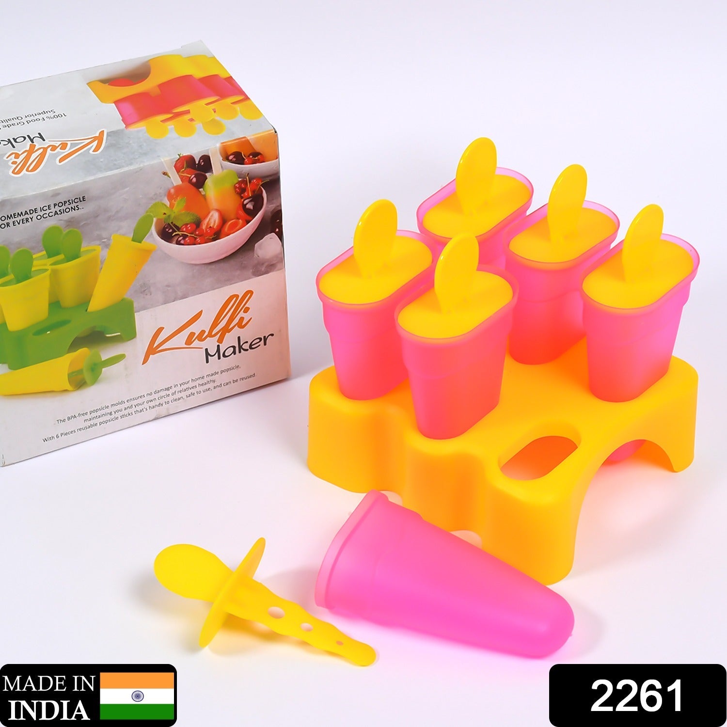 Kulfi Maker Moulds Set Plastic Homemade Kulfi Mould 6pcs Set For Freezer Use