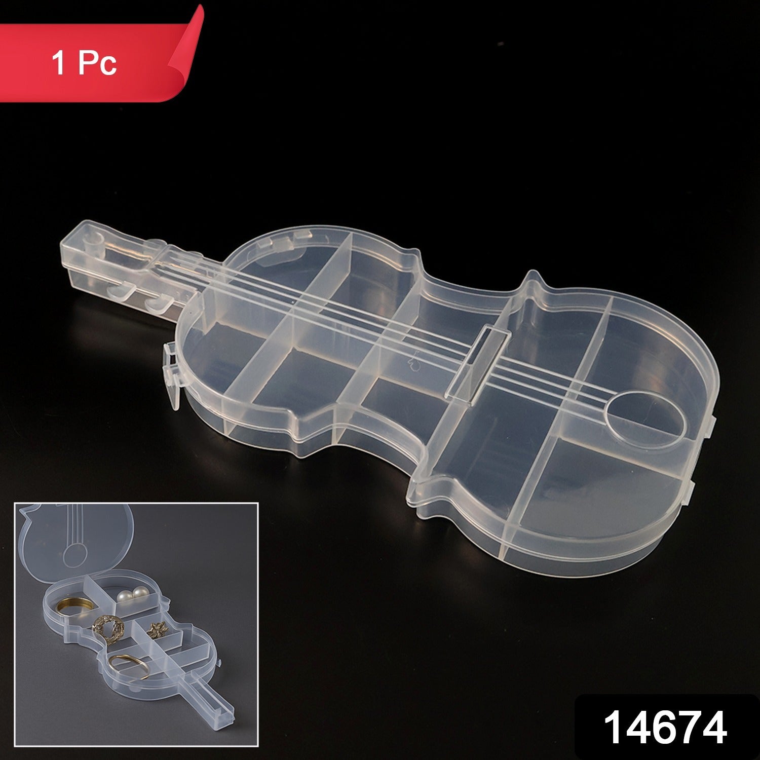 Violin Shape Plastic Storage Box (1 Pc)