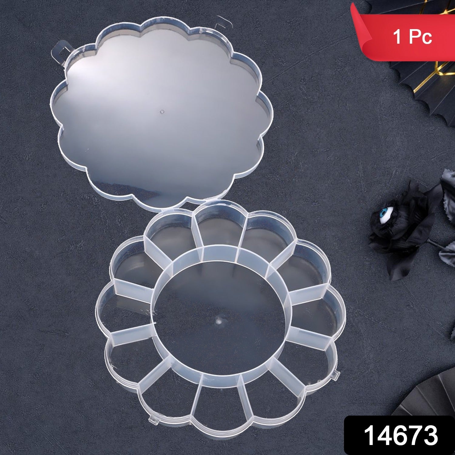 Round Compartment Plastic Storage Box (1 Pc)