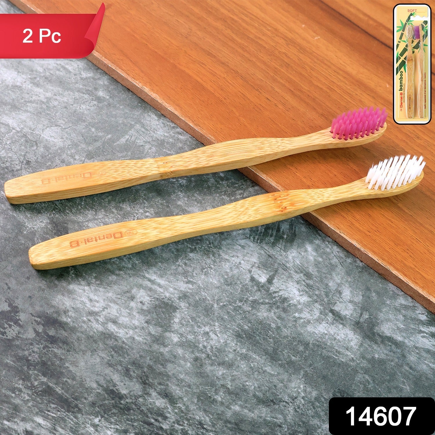 Eco-Friendly Natural Bamboo Toothbrush with Medium Bristles (2 Pc)