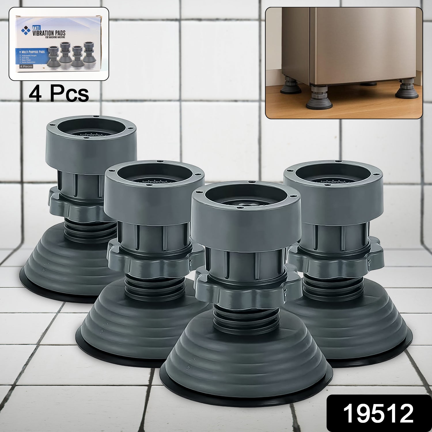 Adjustable Multipurpose AntiVibration For Appliances (Set of 4Pc)