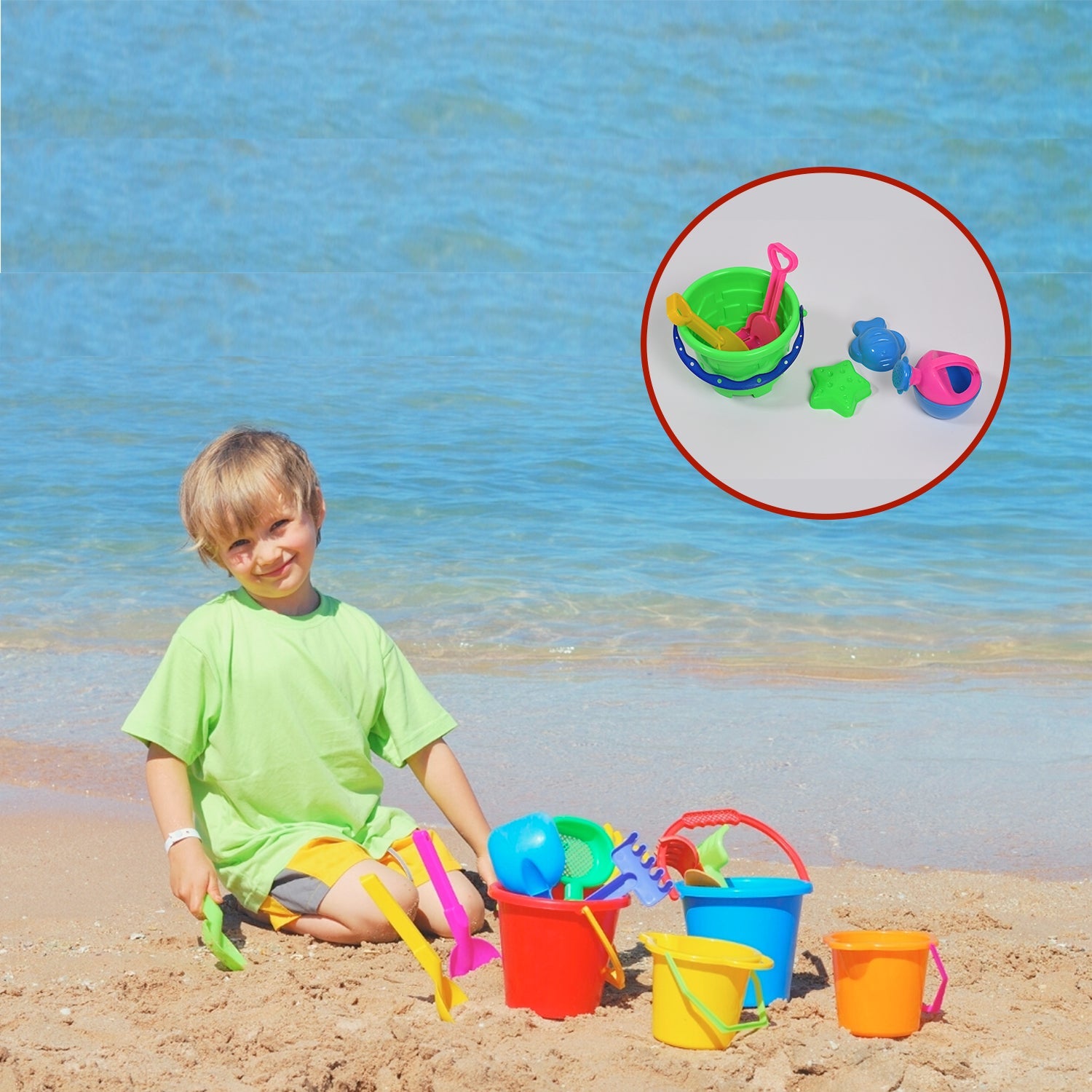 Beach Sand Castle Toy Set for Kids - 6 Pcs Summer Play