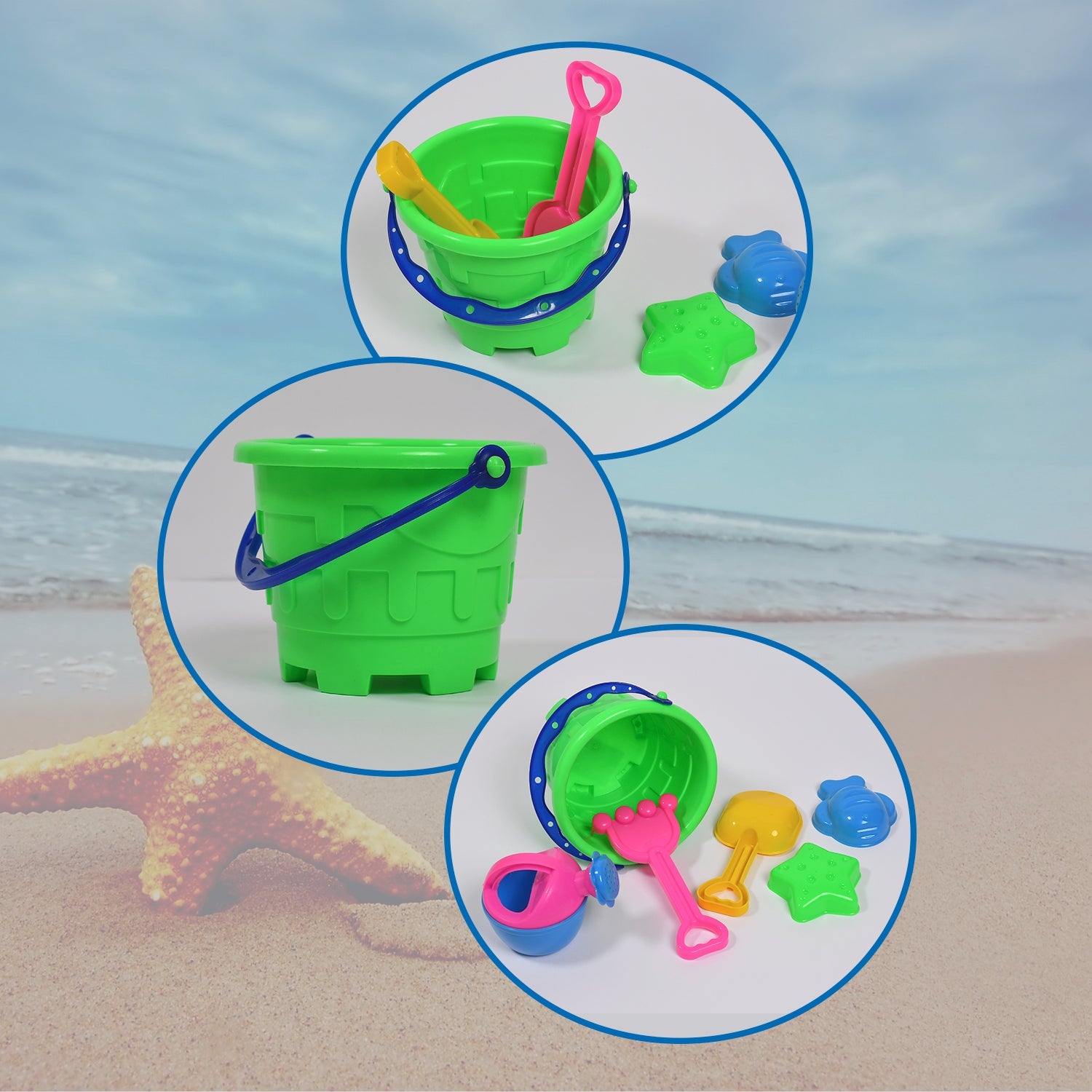 Beach Sand Castle Toy Set for Kids - 6 Pcs Summer Play