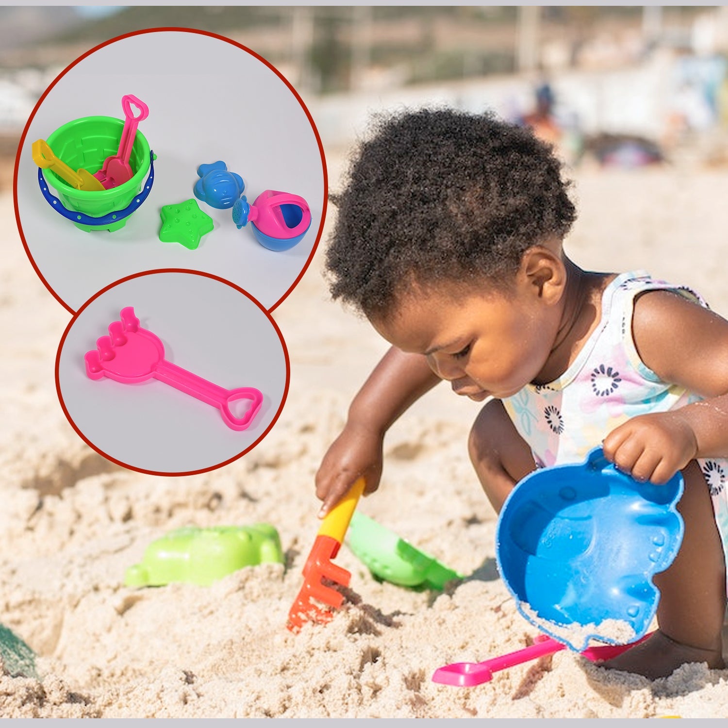 Beach Sand Castle Toy Set for Kids - 6 Pcs Summer Play