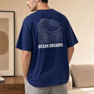 NOBERO Pure Cotton Graphic Round Neck Short Sleeves Oversized T-shirt