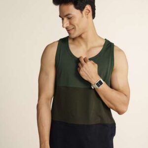 DAMENSCH Colourblocked Cotton Blend Tank T-shirt