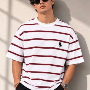 LAUREN ADAMS Men Oversized Striped Cotton T-shirt