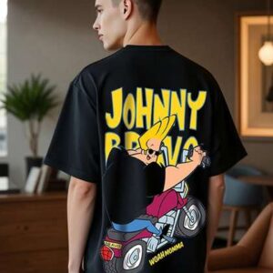 Bewakoof Official Cartoon Network Merchandise Johnny Biker Printed Oversized T-shirt