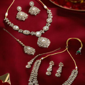 Zaveri Pearls Set Of 2 Gold-Plated Stone Studded Jewellery Sets