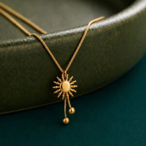 Kyarra 18K Gold Plated sunburst bolo slider necklace