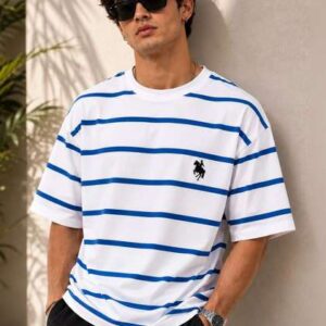 LAUREN ADAMS Men Relaxed Fit Striped Cotton T-shirt