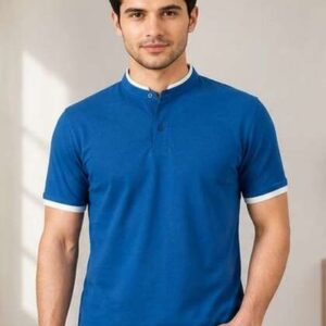 HERE&NOW Men Mandarin Collar T-shirt