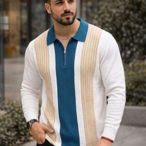 THE BEETEL HOUSE Men Colourblocked Polo Collar T-shirt