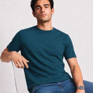 Van Heusen Men Cotton Crew Neck Solid Short Sleeves Soft Breathable Lounge Tshirt