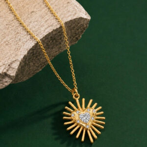 Kyarra 18K Gold Plated Spike heart pendant (white)