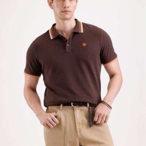 WROGN Men Brand Logo Polo Collar Slim Fit T-shirt