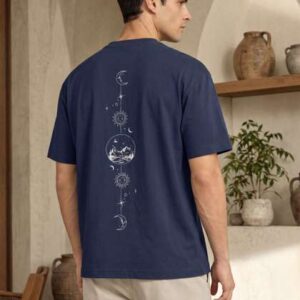 NOBERO Pure Cotton Graphic Round Neck Short Sleeves Oversized T-shirt
