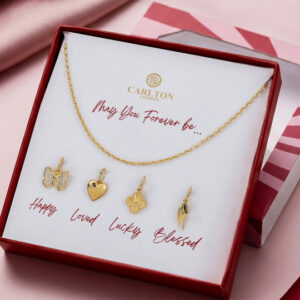 Carlton London 18kt Gold Plated 4 Interchangeable pendant with Chain Set
