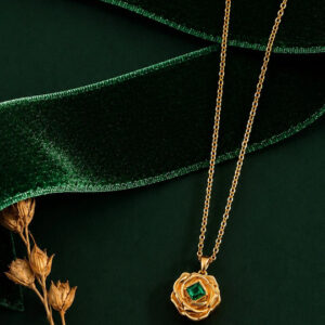 Kyarra 18K Gold Plated sculpted rose pendant