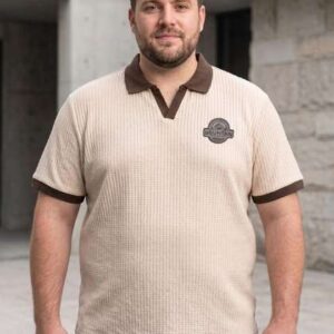 bigbanana Men Plus Size Brand Logo Polo Collar T-shirt