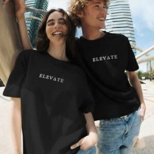 Rigo Unisex Black Round Neck Cotton Typography Printed Drop Shoulder Oversized T-shirt
