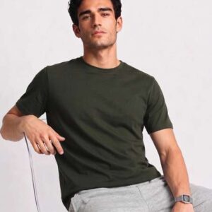 Van Heusen Men Cotton Crew Neck Regular Fit Short Sleeves Soft Breathable Lounge T-Shirt