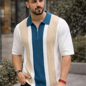 THE BEETEL HOUSE Men Colourblocked Polo Collar T-shirt