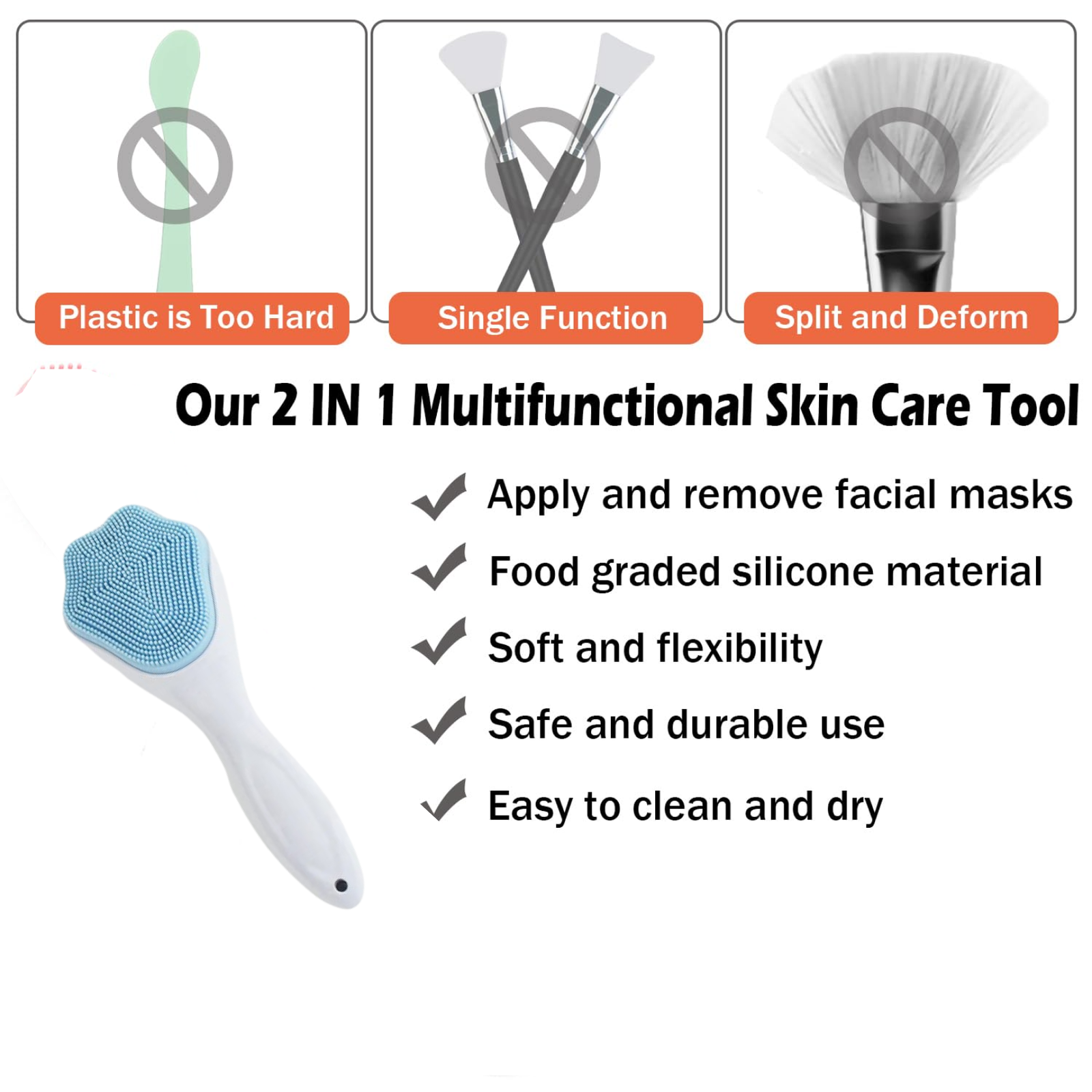 Silicone Face Scrubber Exfoliating Brush, Manual Handheld Facial Cleansing (1 Pc)