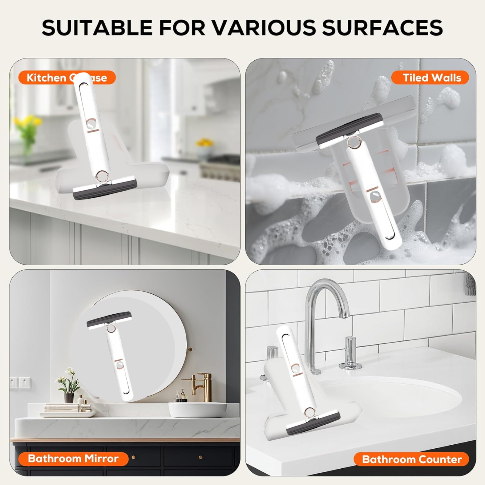 Portable Self-Squeeze Short Mop, with 1 Cotton Head, Bathroom Kitchens Table