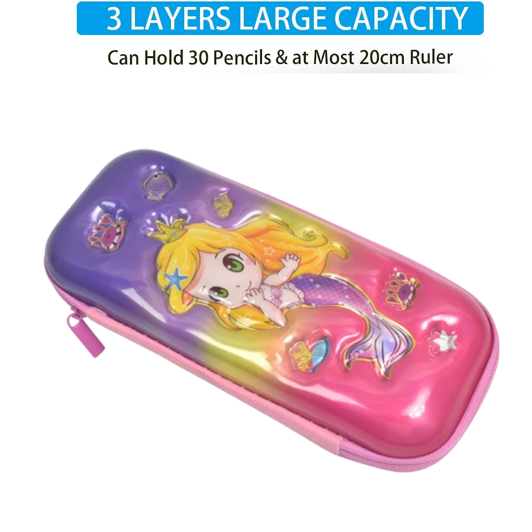 3D Cartoon Zipper Compass Box, Pencil Box (1 Pc / Mix Design)