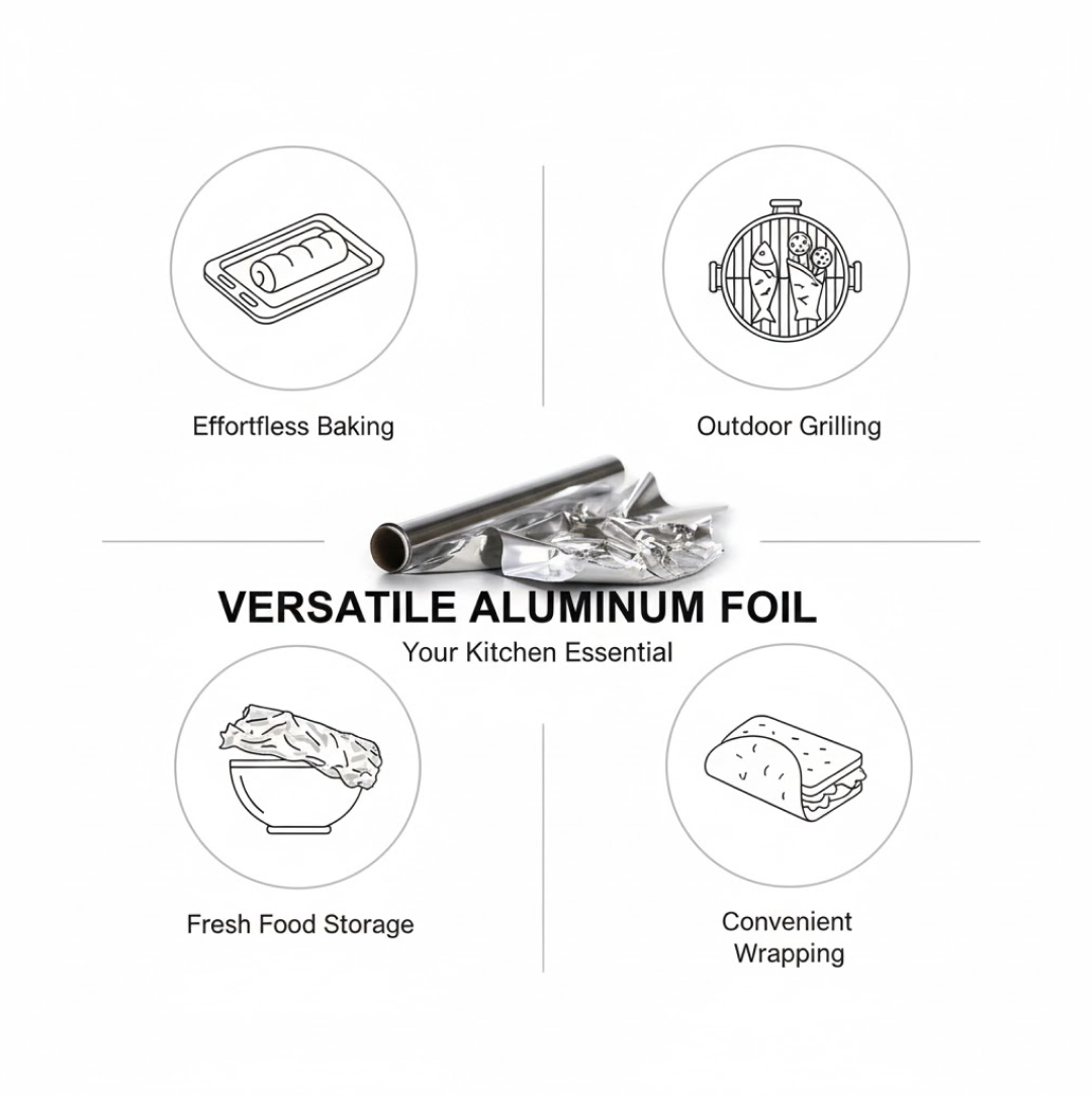 Heavy-Duty Aluminum Foil Roll – Non-Stick, Thick Sheet Baking & (10m x 300mm)