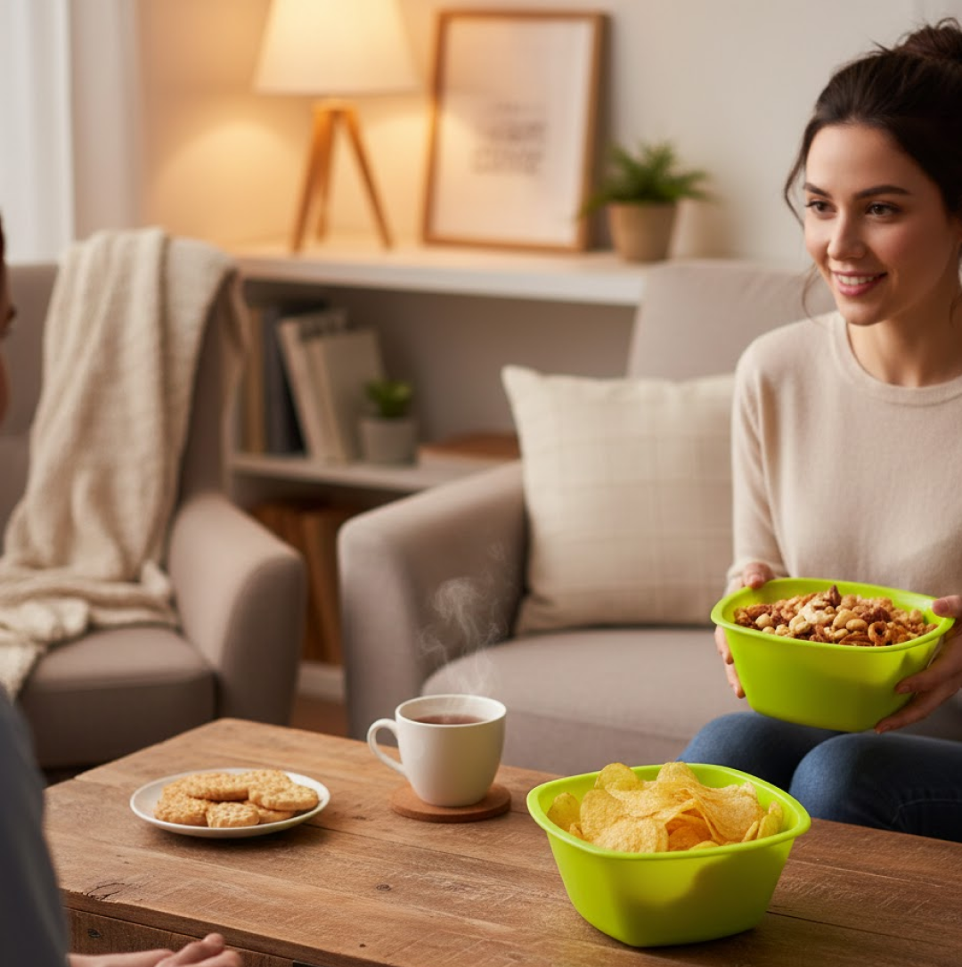 Square Plastic Bowl For Serving Food (Pack of 4)