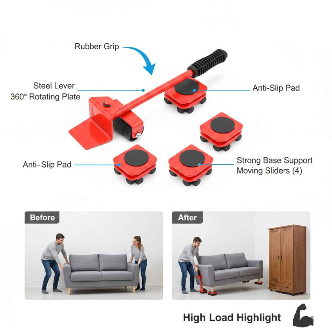 Heavy-Duty Furniture Lifter & Shifting Tool