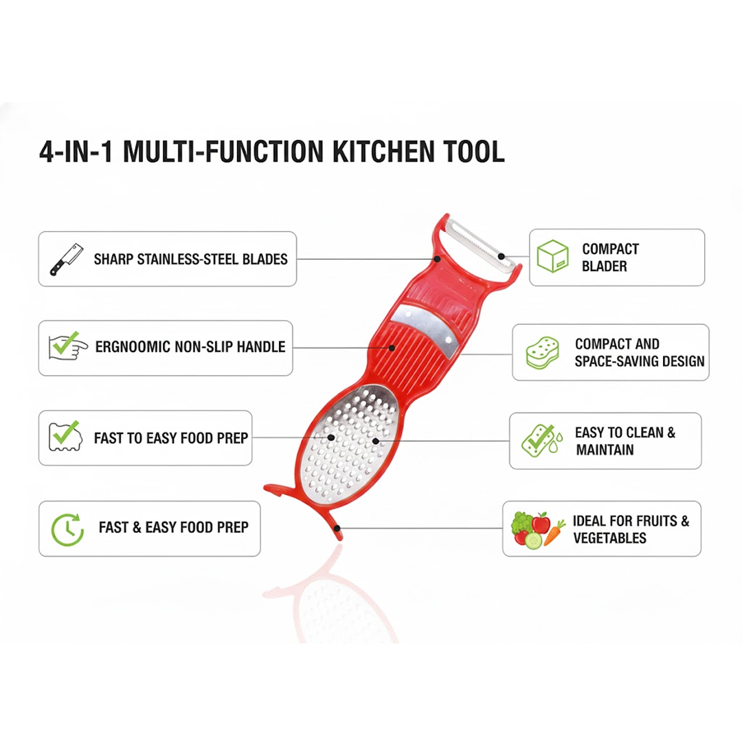 4 in 1 Multi Purpose Vegetable Peeler / Slicer / Grater / Cutter