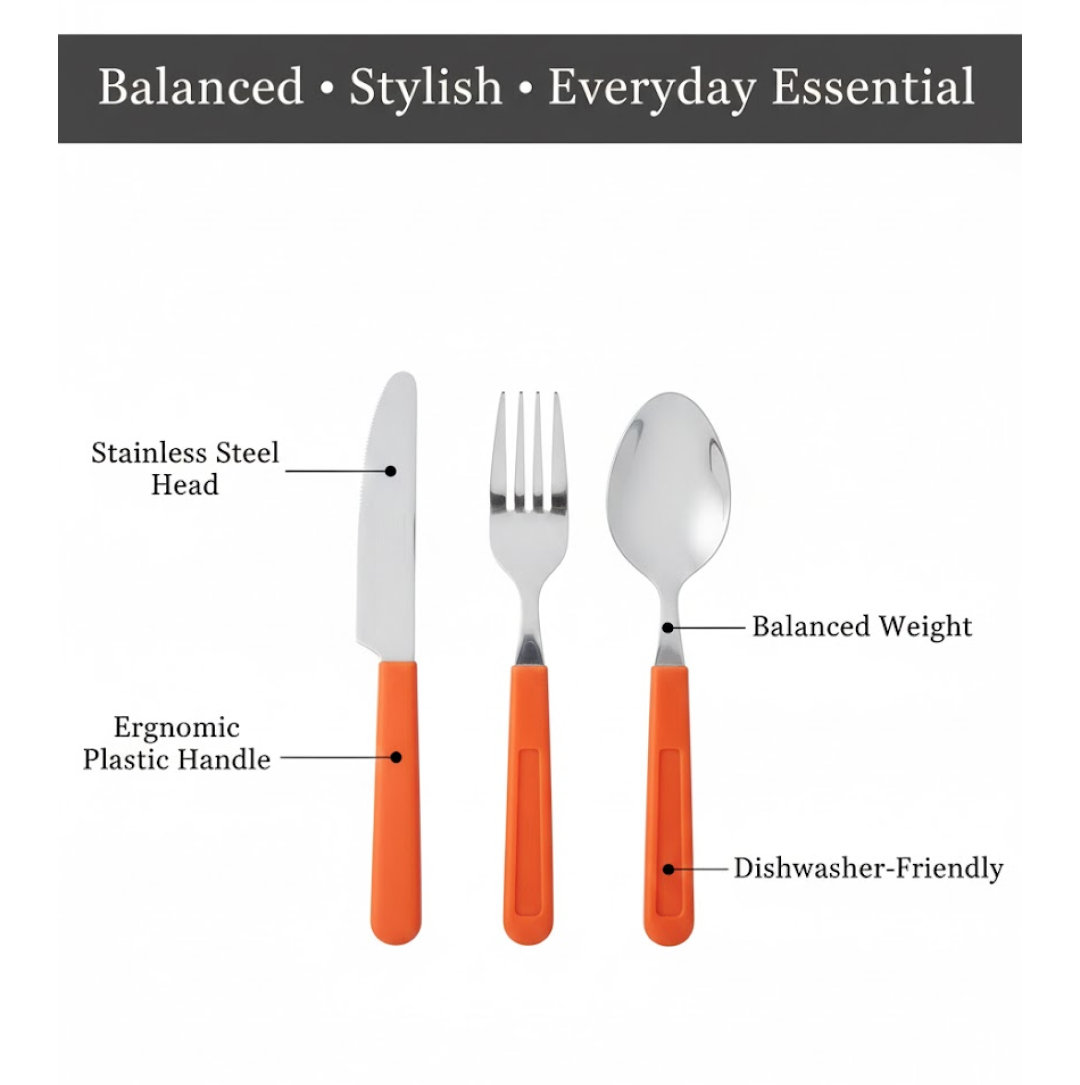 New Stylish 24 Pcs Plastic, Stainless Steel Cutlery Set (Pack of 24)